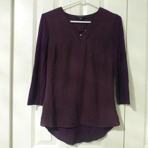 LE-CHATEAU burgundy three quarter sleeve casual v-neck top